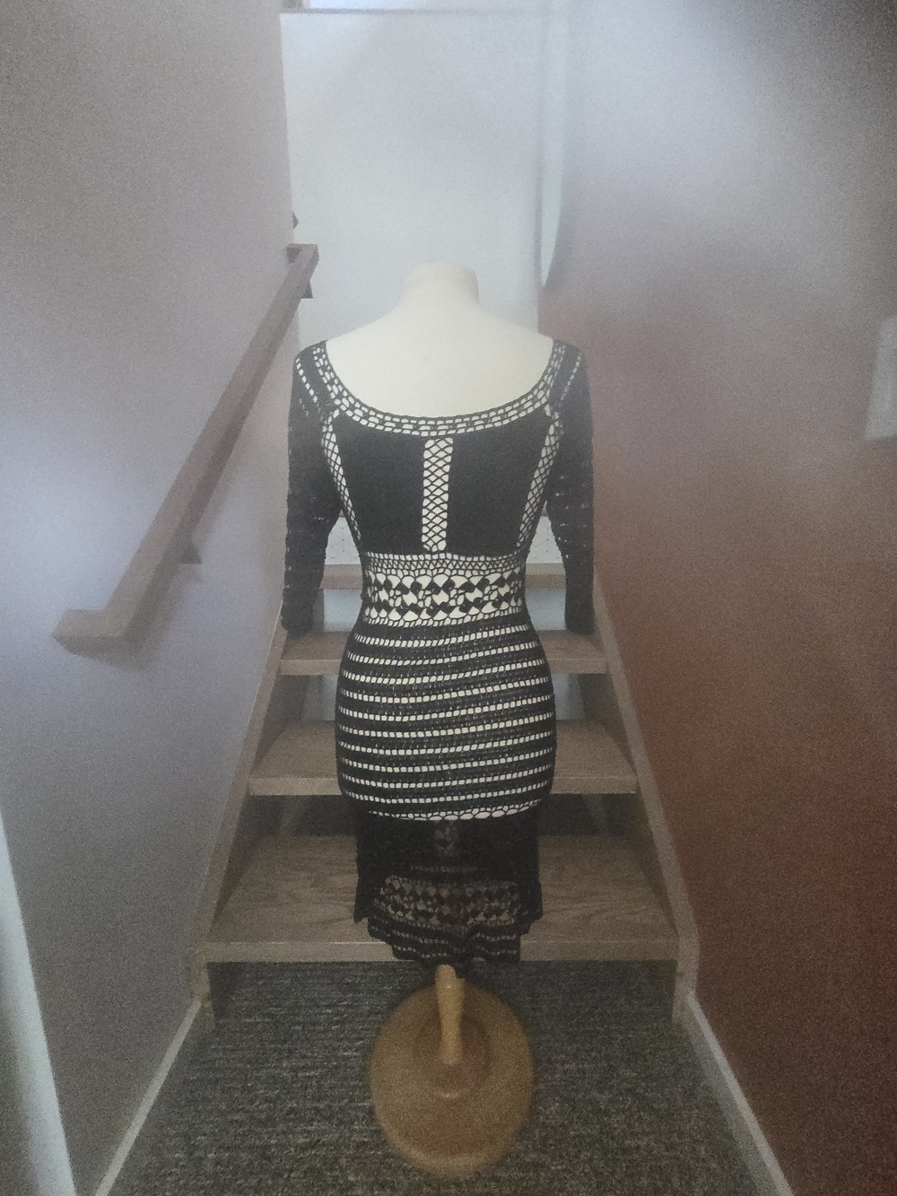 A.B.S. by Allen Schwartz Black Designer Crochet Midi Dress - Picture 3 of 7